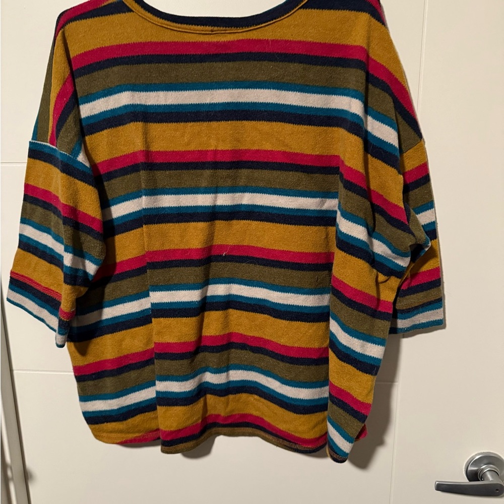 Modcloth Multicolor Striped V-Neck Sweater - Picture 2 of 4